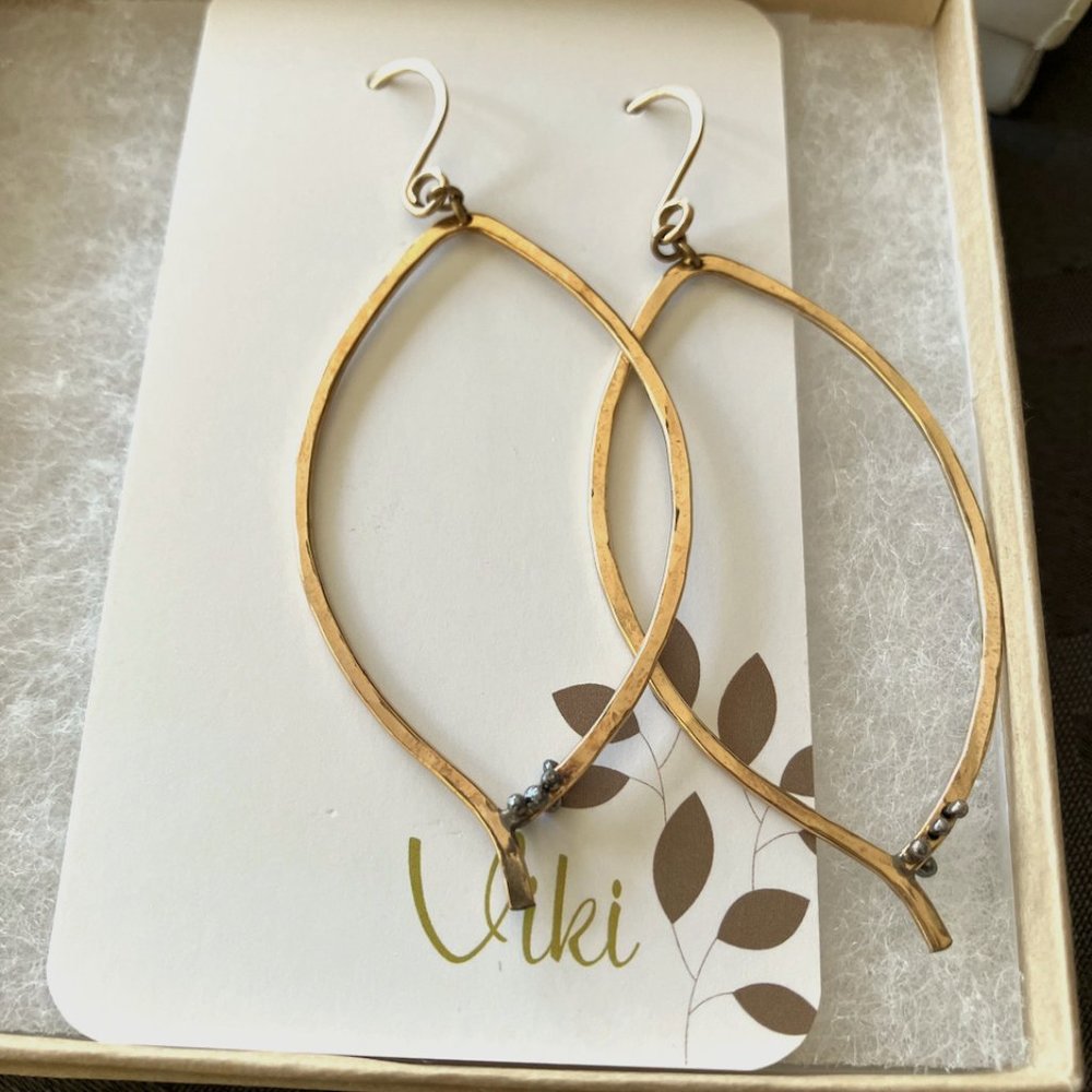NWT, handmade leaf-inspired earrings; Viki jewelry